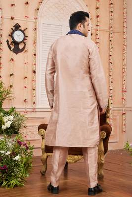 onion pink art banarsai silk kurta pajama with stole 3