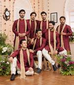 Wine  art silk  with stole