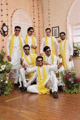 cream  art silk  kurta pajama with stole 1