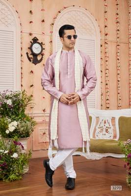onion art banarsai silk kurta pajama with stole 2