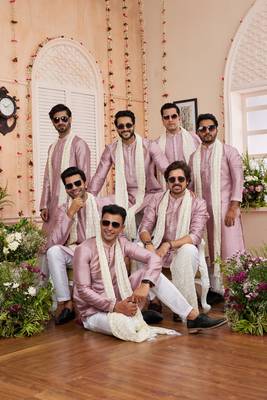 onion art banarsai silk kurta pajama with stole 1