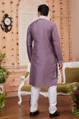 dark onion art banarsai silk kurta pajama with stole 3