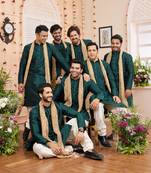 Green  art silk with stole