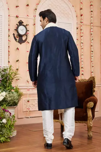 blue  art silk  kurta churidar with stole