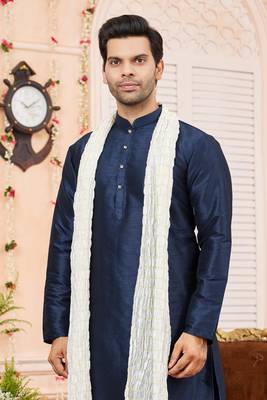blue  art silk  kurta churidar with stole 4