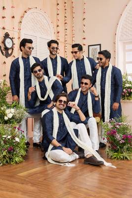 blue  art silk  kurta churidar with stole 1
