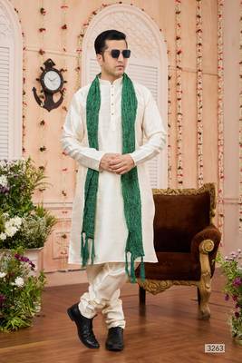 baige  art silk  kurta churidar with stole 2