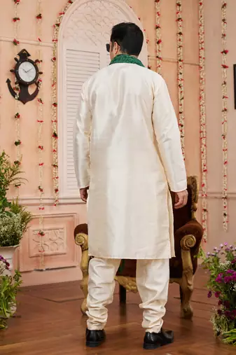 baige  art silk  kurta churidar with stole