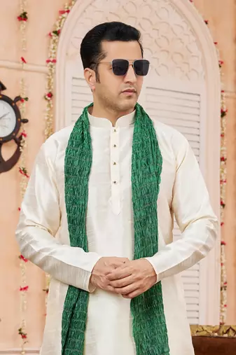 baige  art silk  kurta churidar with stole