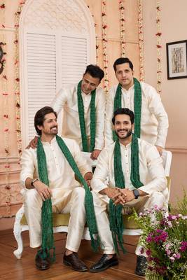 baige  art silk  kurta churidar with stole 1