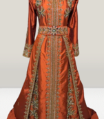 orang color taffeta fabric beads Islamic kaftan
