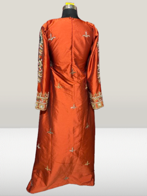 orang taffeta fabric beads Islamic kaftan 3