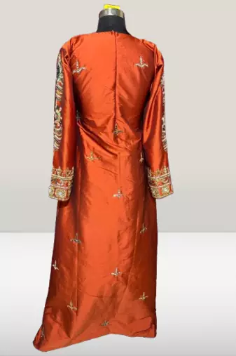 orang taffeta fabric beads Islamic kaftan