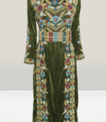 Olive Green Velvet Beads Kaftan