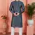 dark gray jaqurd silk brocade kurta churidar