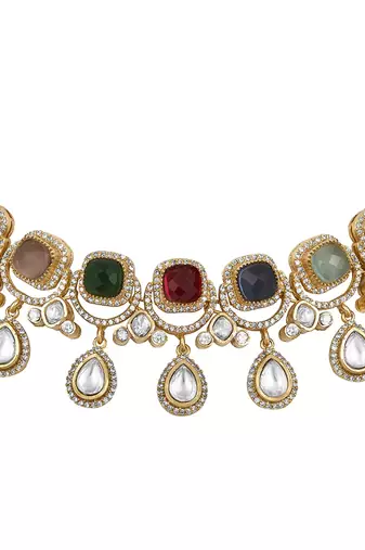 Multicolor gold plated necklace-sets
