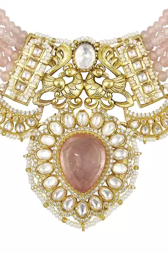 Pink gold plated necklace-sets