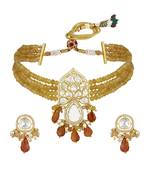 Orange gold plated necklace-sets