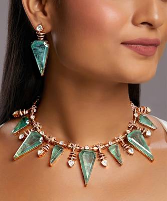Turquoise gold plated necklace-sets 2
