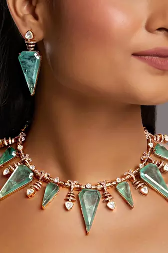 Turquoise gold plated necklace-sets