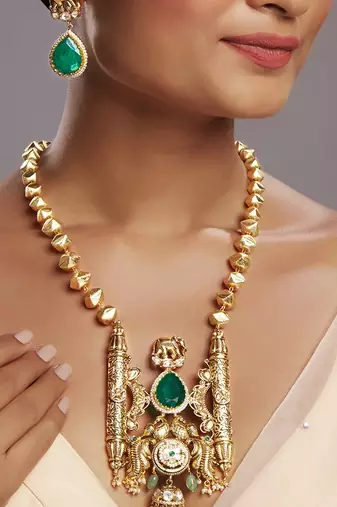 Green gold plated necklace-sets