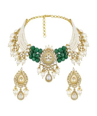 Green gold plated necklace-sets 1