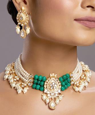 Green gold plated necklace-sets 2
