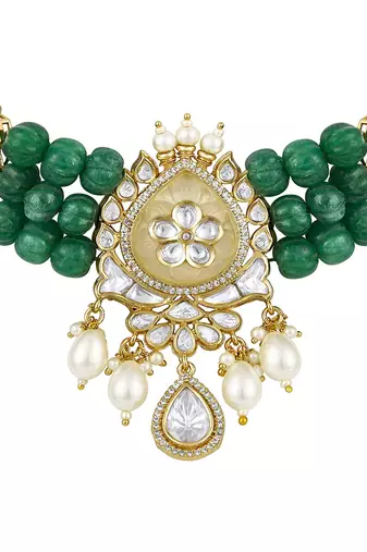 Green gold plated necklace-sets