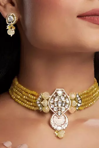 Yellow gold plated necklace-sets