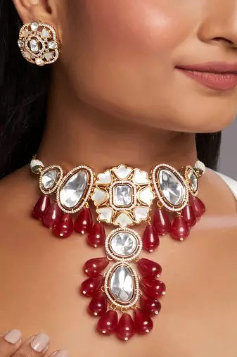 Red gold plated necklace-sets