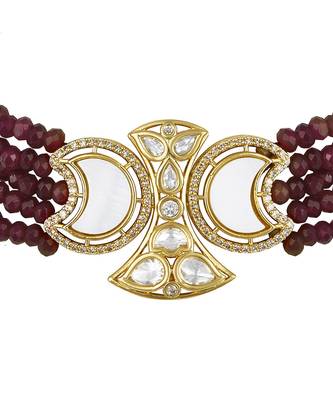 Maroon gold plated necklace-sets 3