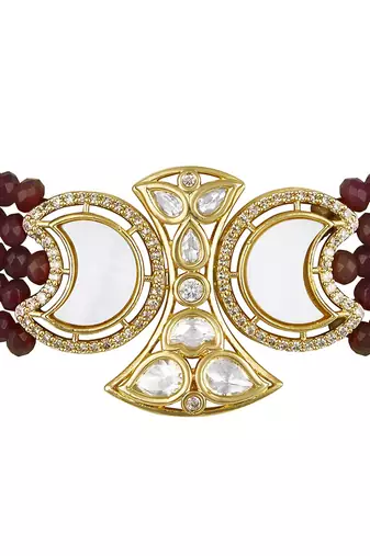 Maroon gold plated necklace-sets