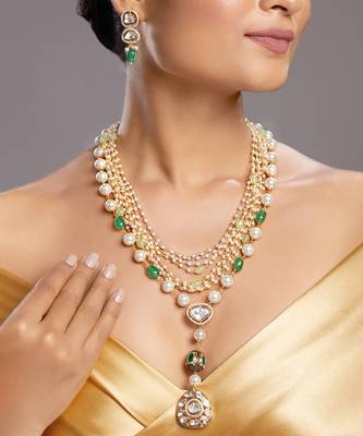 Beige gold plated necklace-sets 2