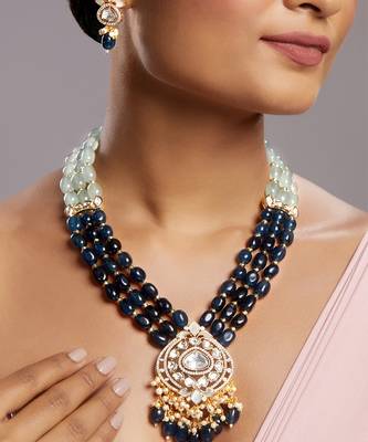 Blue gold plated necklace-sets 1