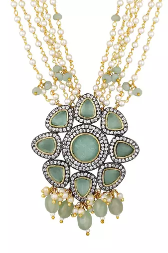 Turquoise gold plated necklace-sets
