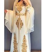 Luxe White Georgette Zari Work Islamic Kaftan
