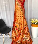 Orange Paithani Silk Weaving Design Saree