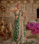 Border work georgette weaving zari green saree