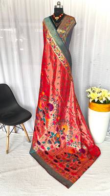 Pink Paithani Silk Weaving Design Saree 1