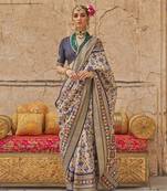Viscose silk Blend cream printed classic saree