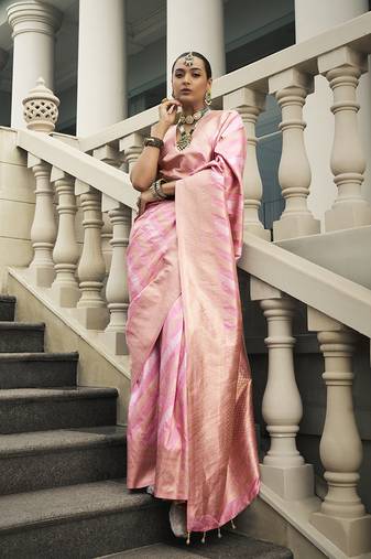 Viscose silk Blend baby pink weaving jaal designer saree