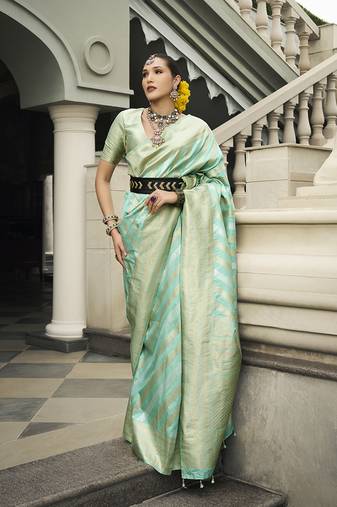 Viscose silk Blend turquoise weaving jaal designer saree