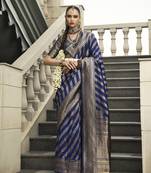 Viscose silk Blend navy blue weaving jaal designer saree