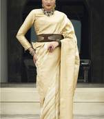 Viscose silk Blend cream weaving jaal designer saree