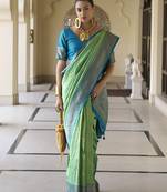 Banarasi silk blend weaving light green saree