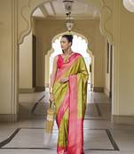Banarasi silk blend weaving pear saree