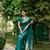Teal silk Blend Banarasi Style Golden all over lining  & Border saree with Blouse