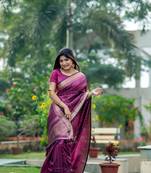 Pink silk Blend Banarasi Style Golden all over lining  & Border saree with Blouse