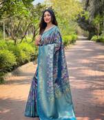 Turquoise Art Silk Weaving And Zari Work Saree,Blouse-not As Per Image