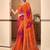 Orange bandhani chiffon traditional dual shaded saree with blouse